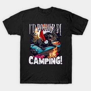 I'd Rather Be Camping, Cute Christmas Labrador Dog, Camper Glamper T-Shirt